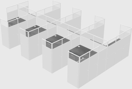 Shared l-shaped cubicle