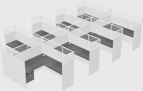 Shared l-shaped cubicle