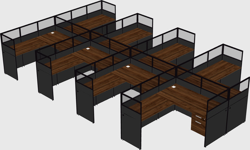 Shared l-shaped cubicle