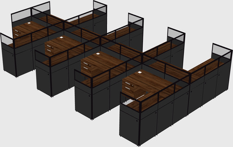 Shared l-shaped cubicle