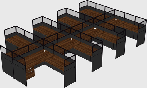 Shared l-shaped cubicle