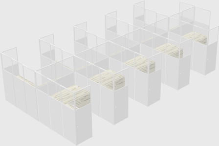Shared l-shaped cubicle