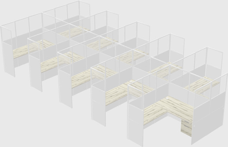 Shared l-shaped cubicle