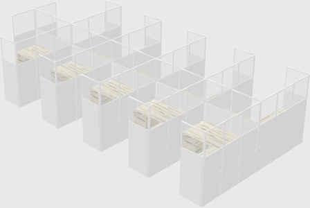 Shared l-shaped cubicle