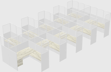 Shared l-shaped cubicle