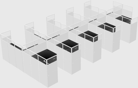 Shared l-shaped cubicle