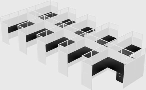 Shared l-shaped cubicle