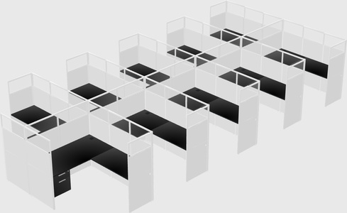 Shared l-shaped cubicle