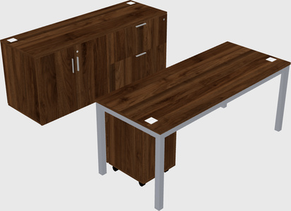 Parallel desk with credenza