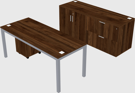 Parallel desk with credenza