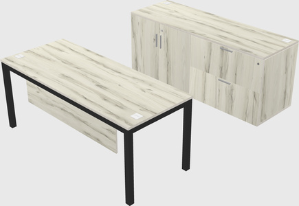 Parallel desk with credenza
