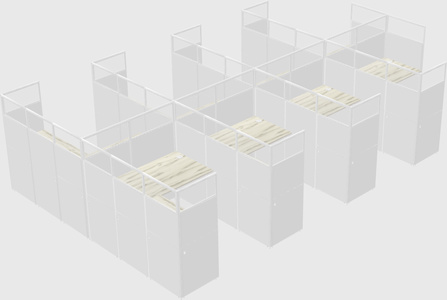 Shared l-shaped cubicle