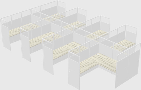 Shared l-shaped cubicle