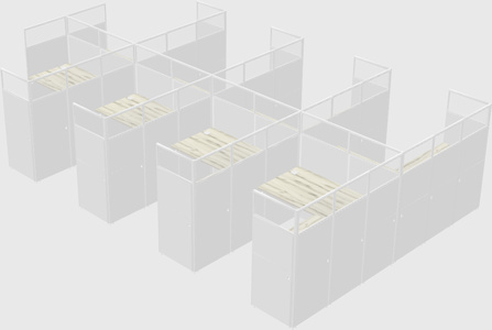 Shared l-shaped cubicle