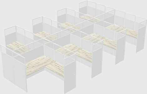 Shared l-shaped cubicle