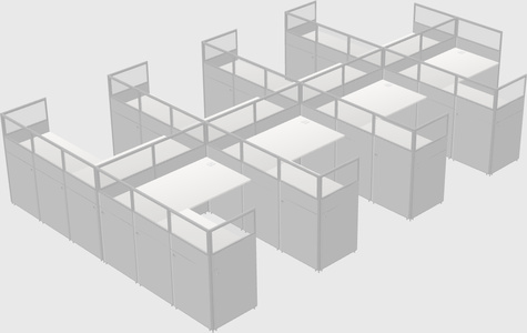 Shared l-shaped cubicle