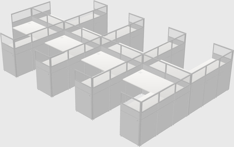 Shared l-shaped cubicle