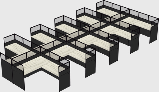 Shared l-shaped cubicle