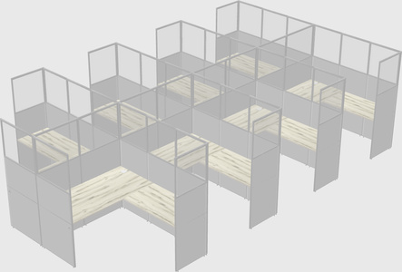 Shared l-shaped cubicle