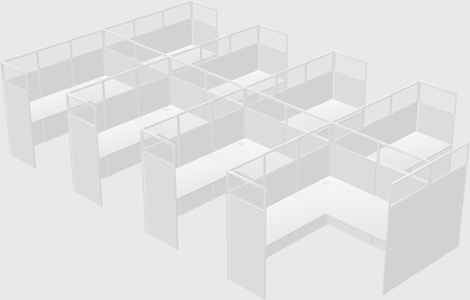 Shared l-shaped cubicle