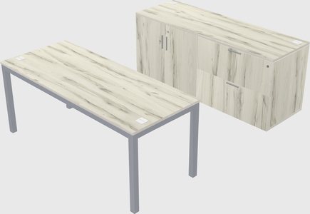 Parallel desk with credenza