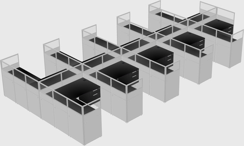 Shared l-shaped cubicle