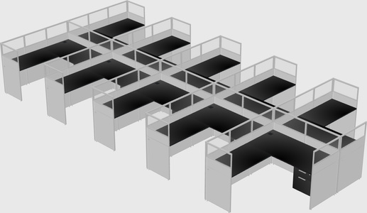 Shared l-shaped cubicle