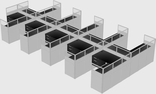 Shared l-shaped cubicle