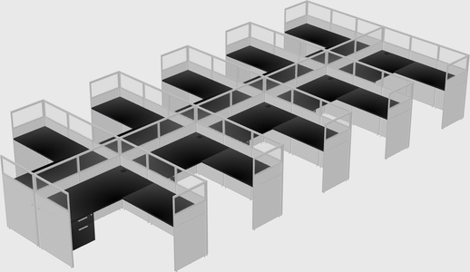 Shared l-shaped cubicle