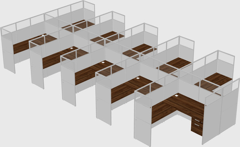 Shared l-shaped cubicle