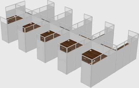Shared l-shaped cubicle