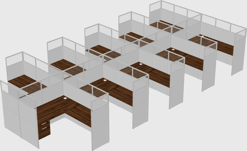 Shared l-shaped cubicle