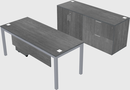 Parallel desk with credenza