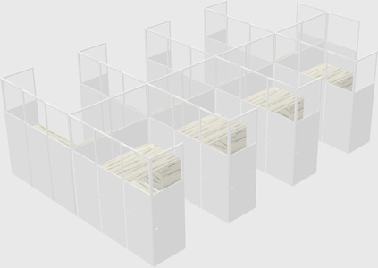 Shared l-shaped cubicle