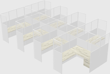 Shared l-shaped cubicle
