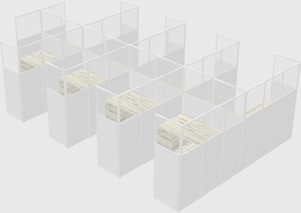 Shared l-shaped cubicle