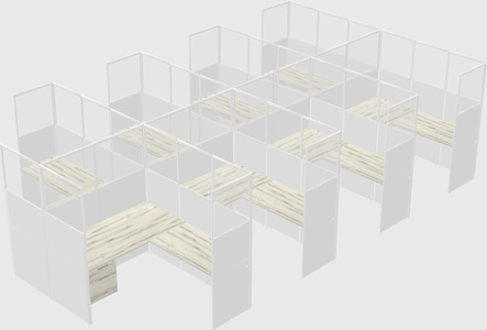 Shared l-shaped cubicle
