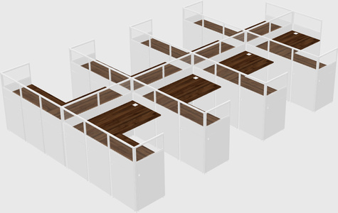 Shared l-shaped cubicle