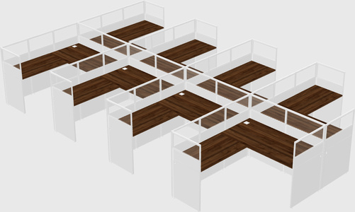 Shared l-shaped cubicle