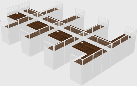 Shared l-shaped cubicle