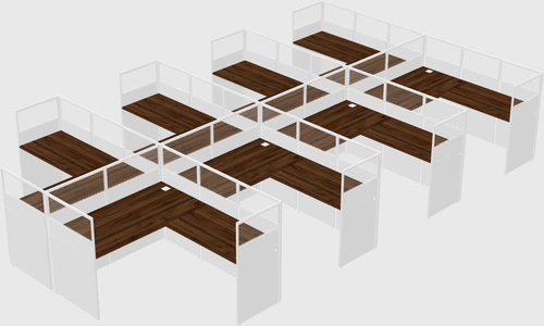 Shared l-shaped cubicle