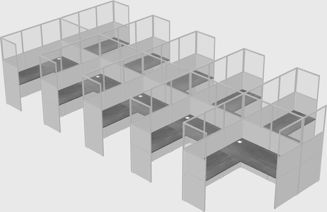 Shared l-shaped cubicle
