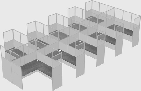 Shared l-shaped cubicle