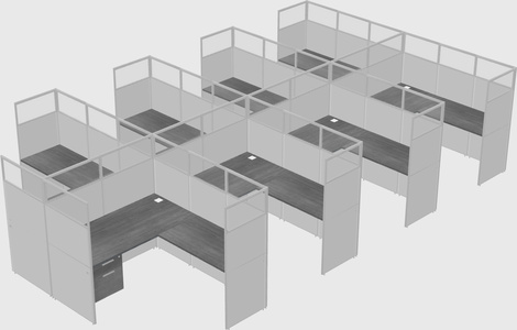 Shared l-shaped cubicle