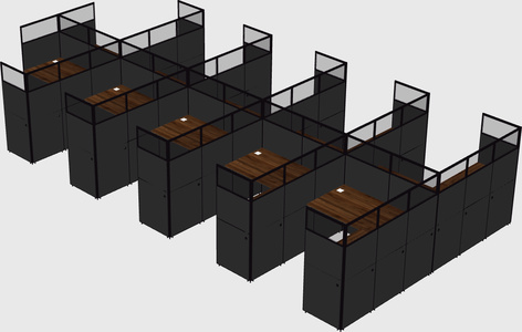 Shared l-shaped cubicle