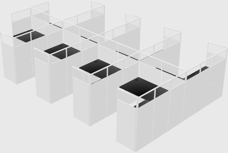 Shared l-shaped cubicle