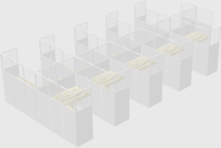 Shared l-shaped cubicle