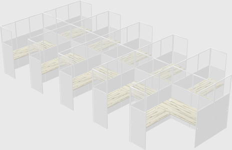 Shared l-shaped cubicle