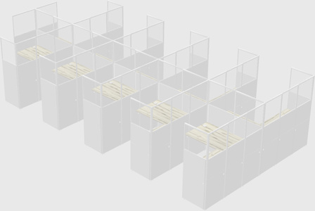 Shared l-shaped cubicle