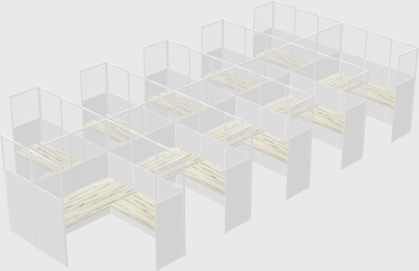 Shared l-shaped cubicle